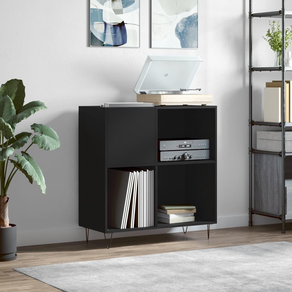 Vinylskab 84,5x38x89 cm konstrueret træ sort