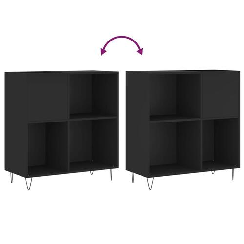 Vinylskab 84,5x38x89 cm konstrueret træ sort