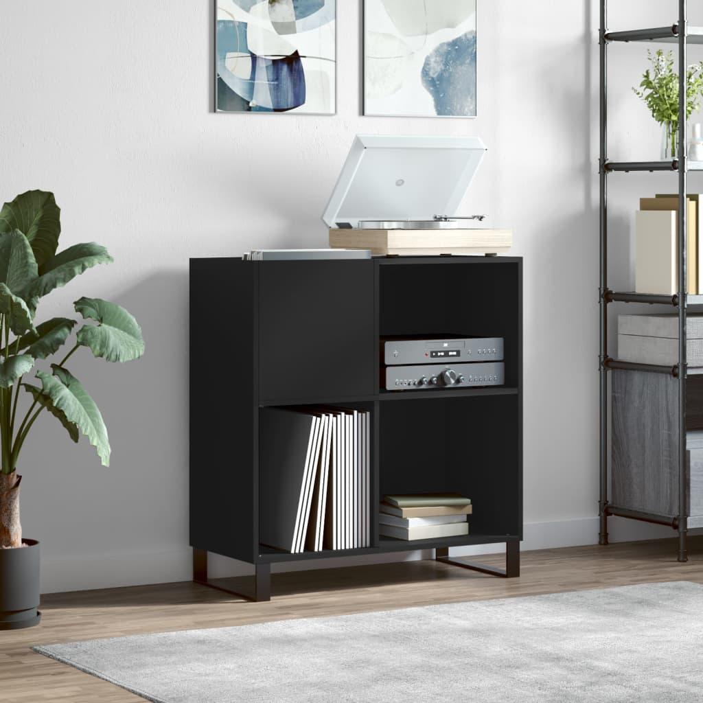 Vinylskab 84,5x38x89 cm konstrueret træ sort