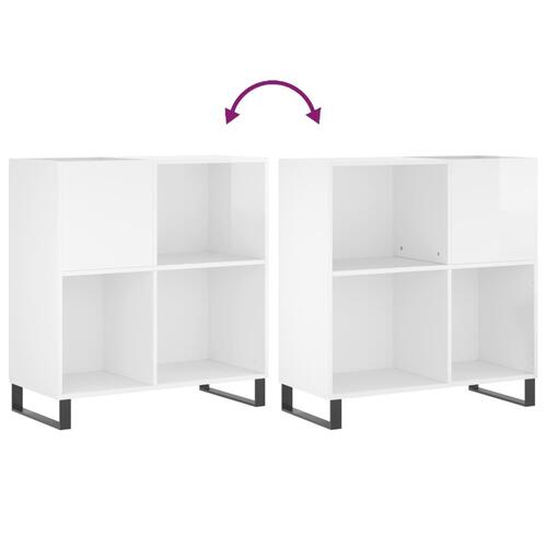 Vinylskab 84,5x38x89 cm konstrueret træ hvid højglans