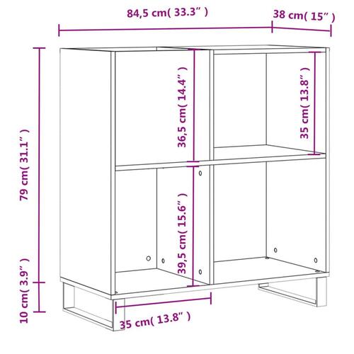 Vinylskab 84,5x38x89 cm konstrueret træ røget egetræsfarve