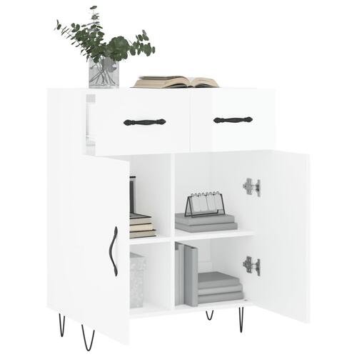 Skænk 69,5x34x90 cm konstrueret træ hvid højglans