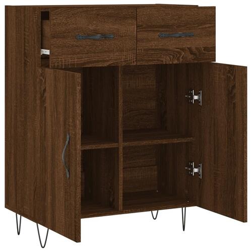 Skænk 69,5x34x90 cm konstrueret træ brun egetræsfarve