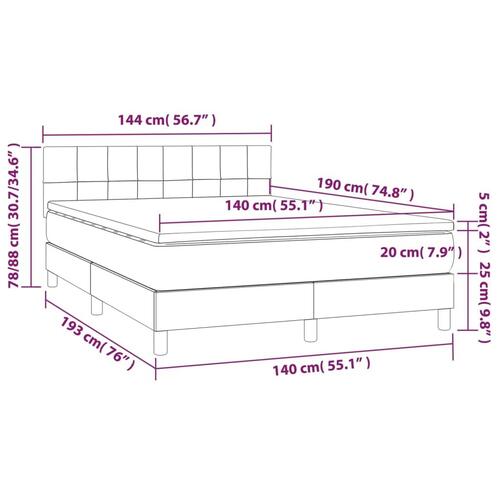 Kontinentalseng med LED-lys 140x190 cm stof sort