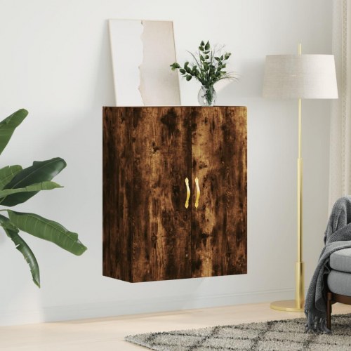 Væghængt skab 69,5×34×90 cm - konstrueret træ i røget sonoma-eg