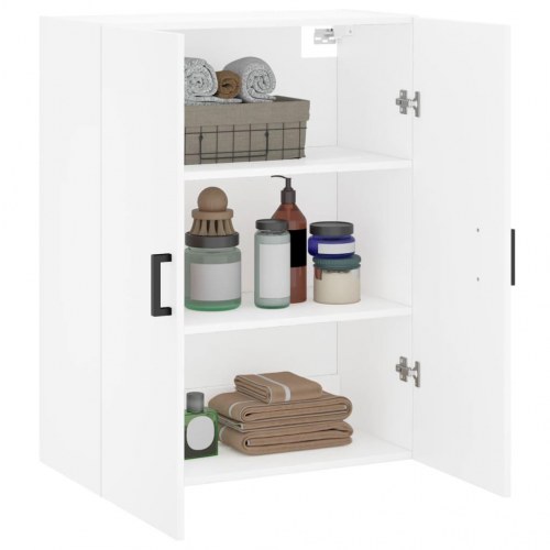 Væghængt skab 69,5×34×90 cm - hvid opbevaring med låger