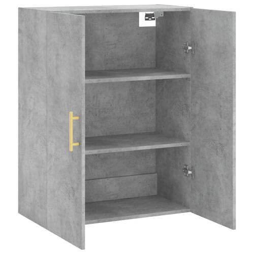 Væghængt skab 69,5x34x90 cm konstrueret træ betongrå