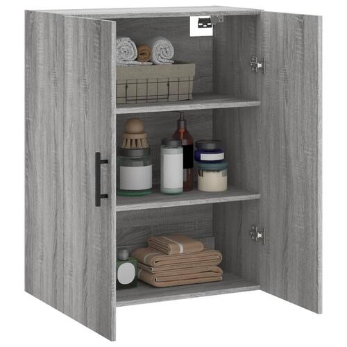 Væghængt skab 69,5x34x90 cm konstrueret træ grå sonoma-eg