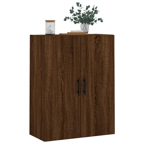 Væghængt skab 69,5x34x90 cm konstrueret træ brun egetræsfarve