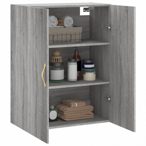 Væghængt skab 69,5×34×90 cm - konstrueret træ, grå sonoma-eg