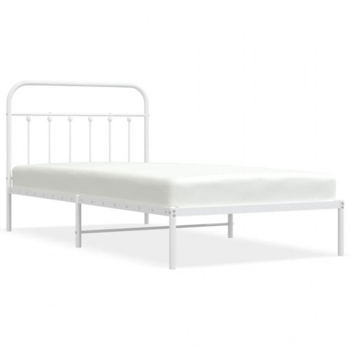 Sengeramme med sengegavl 107×203 cm - metal, hvid