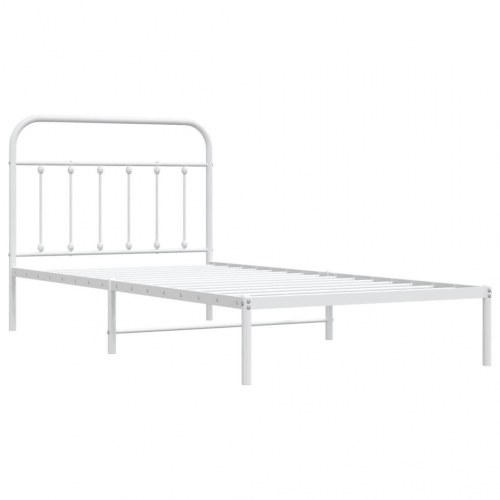 Sengeramme med sengegavl 107×203 cm - metal, hvid