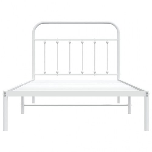 Sengeramme med sengegavl 107×203 cm - metal, hvid