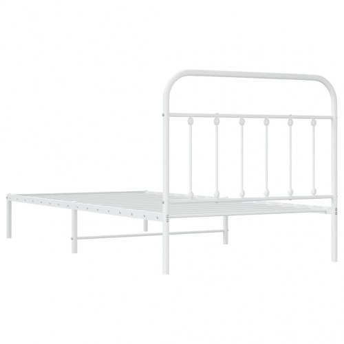 Sengeramme med sengegavl 107×203 cm - metal, hvid