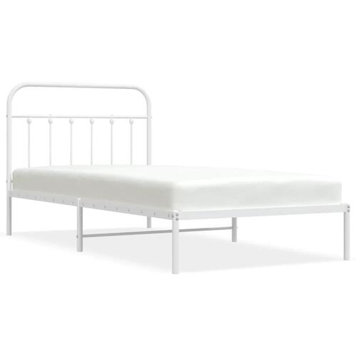Sengeramme med sengegavl 100x200 cm metal hvid