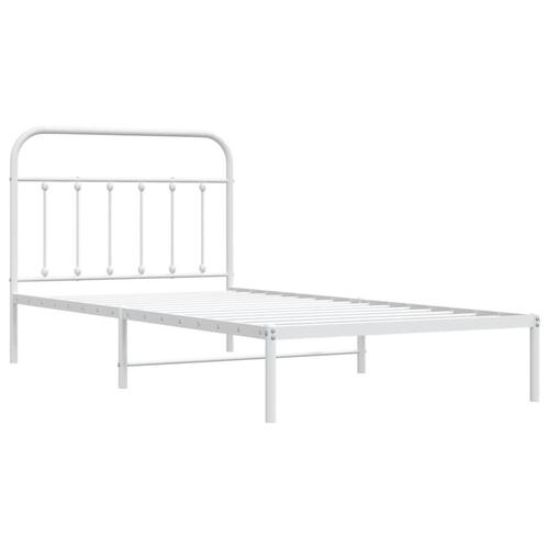Sengeramme med sengegavl 100x200 cm metal hvid