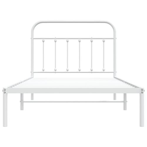 Sengeramme med sengegavl 100x200 cm metal hvid