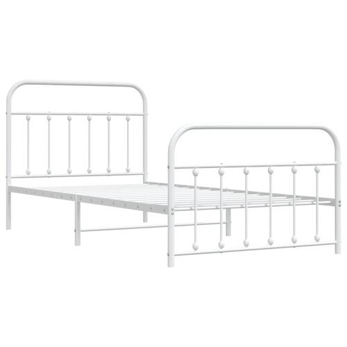 Sengeramme med sengegavl og fodgærde 100x200 cm metal hvid