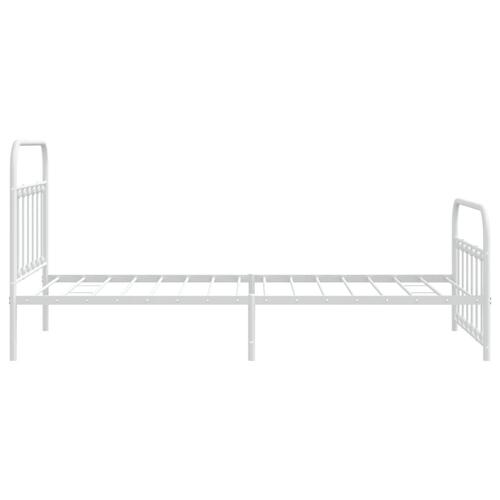 Sengeramme med sengegavl og fodgærde 100x200 cm metal hvid