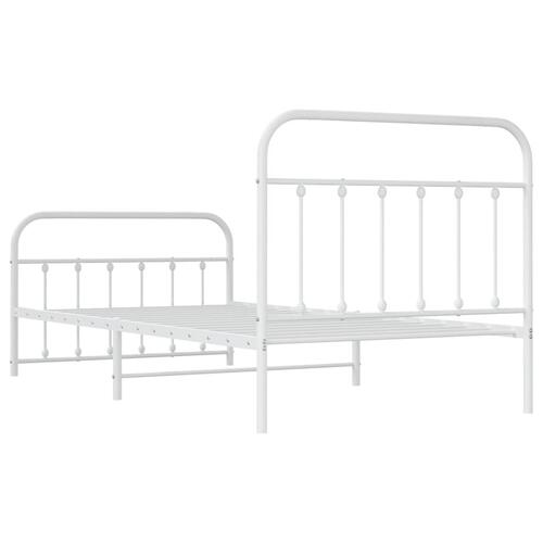 Sengeramme med sengegavl og fodgærde 100x200 cm metal hvid