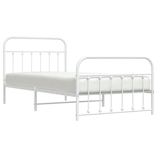 Sengeramme med sengegavl og fodgærde 107x203 cm metal hvid
