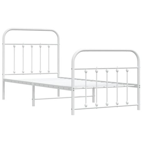 Sengeramme med sengegavl og fodgærde 90x190 cm metal hvid