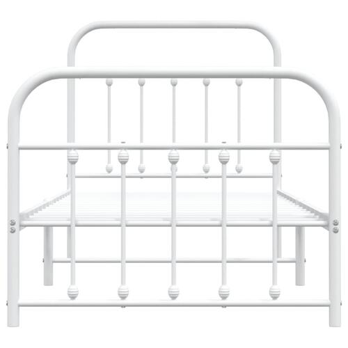 Sengeramme med sengegavl og fodgærde 90x190 cm metal hvid