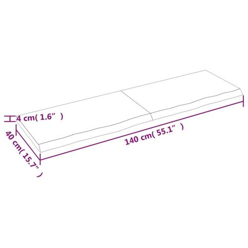 Væghylde 140x40x(2-4) cm ubehandlet massivt egetræ