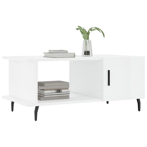 Sofabord 90x50x40 cm konstrueret træ hvid højglans