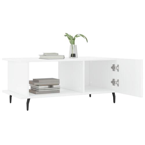 Sofabord 90x50x40 cm konstrueret træ hvid højglans