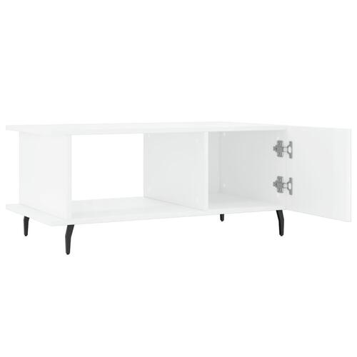 Sofabord 90x50x40 cm konstrueret træ hvid højglans