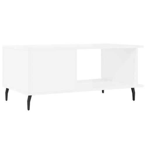 Sofabord 90x50x40 cm konstrueret træ hvid højglans