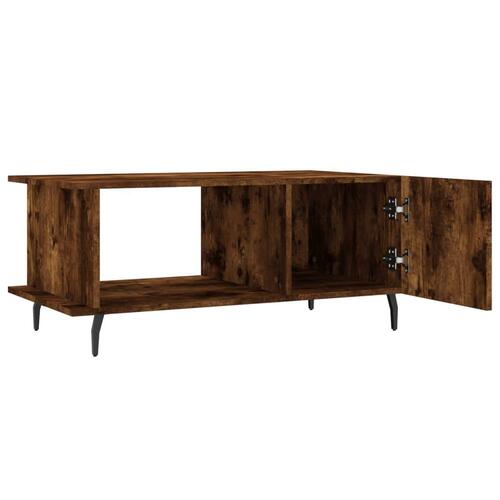 Sofabord 90x50x40 cm konstrueret træ røget egetræsfarve