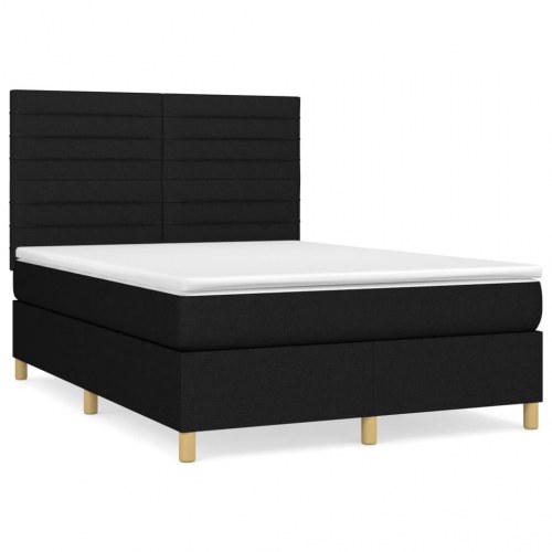 Kontinentalseng med madras 140x190 cm - stof, sort