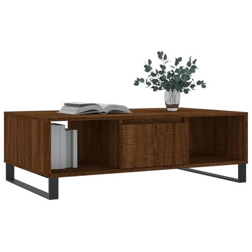 Sofabord 104x60x35 cm konstrueret træ brun egetræsfarve