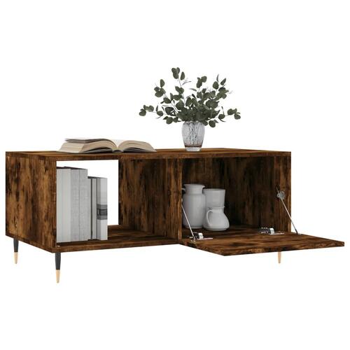 Sofabord 90x50x40 cm konstrueret træ røget egetræsfarve