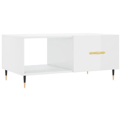 Sofabord 90x50x40 cm konstrueret træ hvid højglans