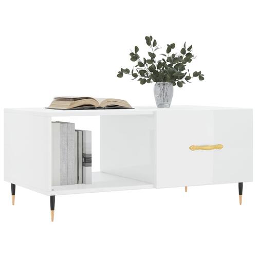 Sofabord 90x50x40 cm konstrueret træ hvid højglans