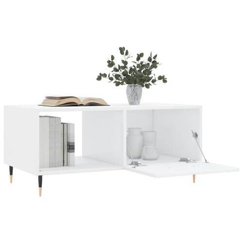 Sofabord 90x50x40 cm konstrueret træ hvid højglans