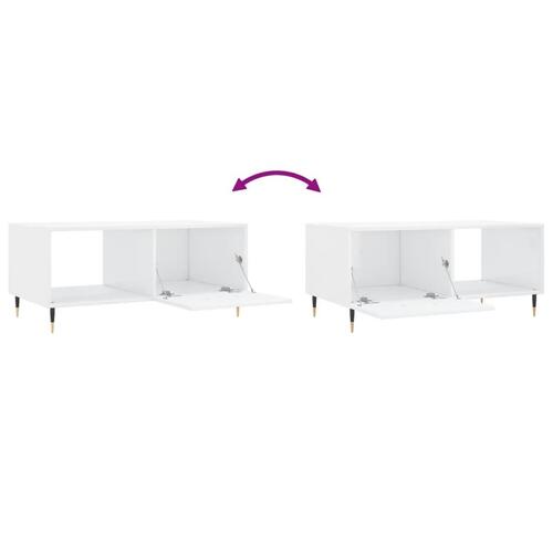 Sofabord 90x50x40 cm konstrueret træ hvid højglans