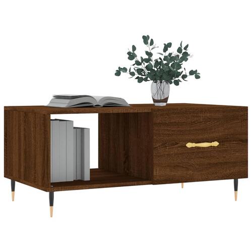 Sofabord 90x50x40 cm konstrueret træ brun egetræsfarve
