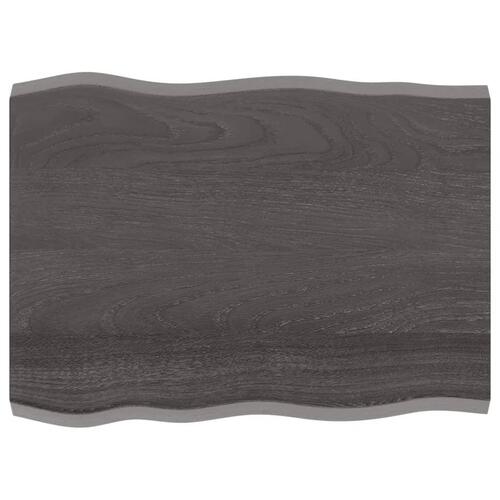 Bordplade 80x60x(2-4) cm naturlig kant behandlet træ mørkebrun