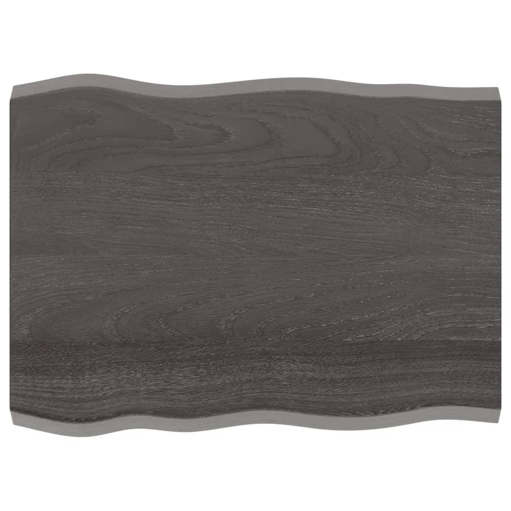 Bordplade 80x60x(2-4) cm naturlig kant behandlet træ mørkebrun billede