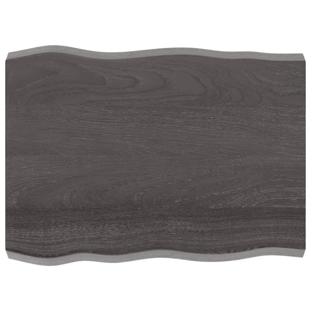 Bordplade 80x60x(2-6) cm naturlig kant behandlet træ mørkebrun billede
