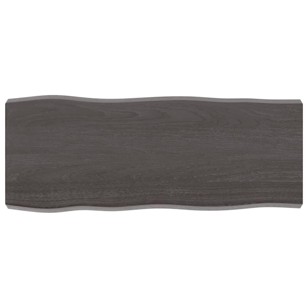 Bordplade 100x40x(2-6) cm naturlig kant behandlet træ mørkebrun billede