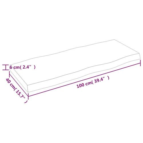 Bordplade 100x40x(2-6) cm naturlig kant behandlet træ mørkebrun