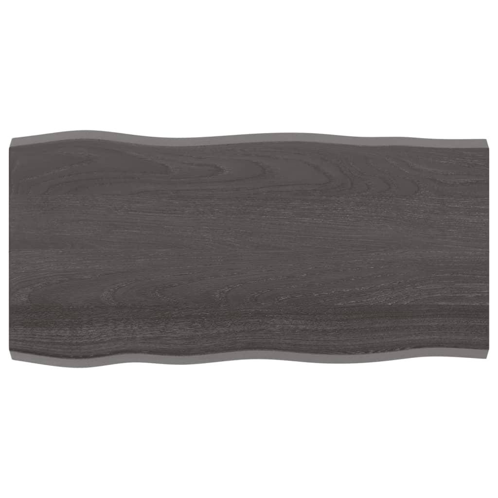 Bordplade 100x50x(2-4) cm naturlig kant behandlet træ mørkebrun