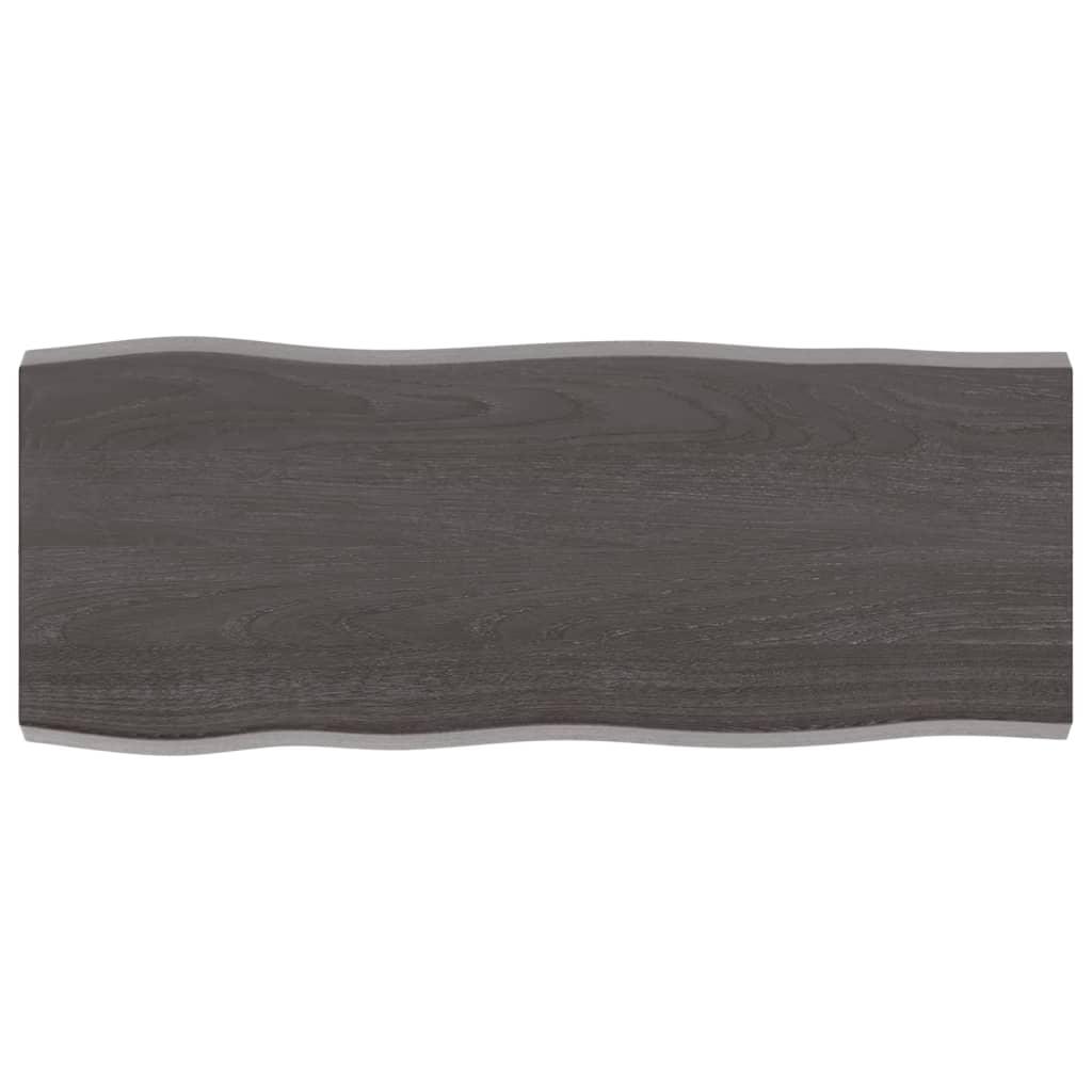 Bordplade 100x40x(2-4) cm naturlig kant behandlet træ mørkebrun billede