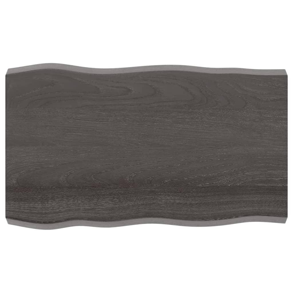 Bordplade 100x60x(2-6) cm naturlig kant behandlet træ mørkebrun billede