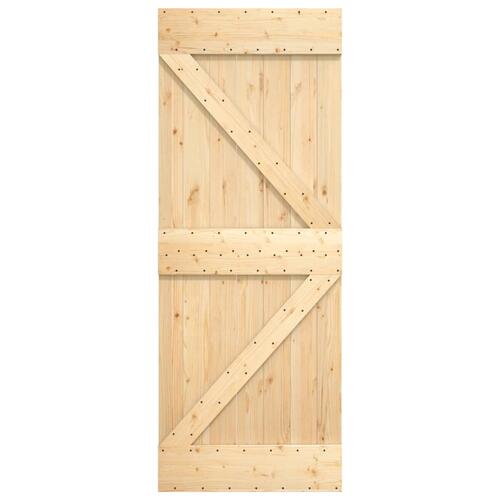 Skydedør med monteringssæt 80x210 cm massivt fyrretræ